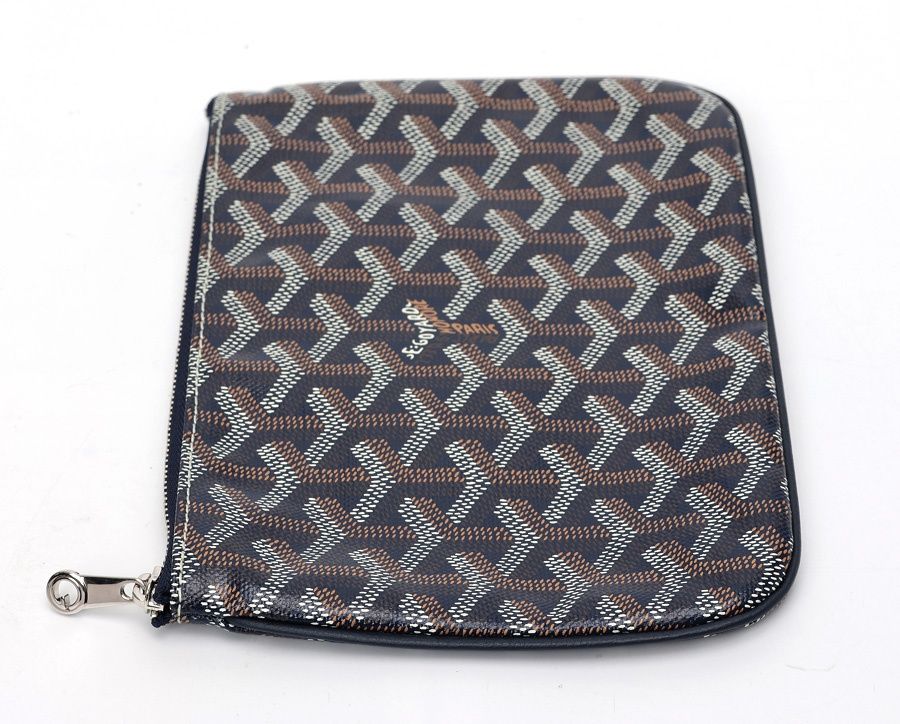 ゴヤール / GOYARD セナ PM ポーチ ヘリンボーン柄 ネイビー 【中古