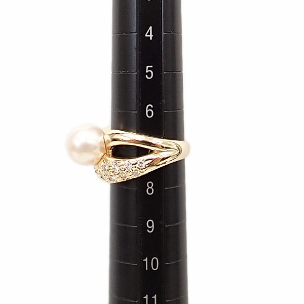タサキ 田崎真珠 アコヤ真珠 リング ダイヤモンド K18イエローゴールド  
