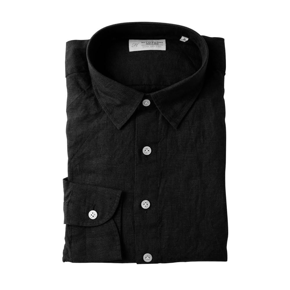 Size M_Color ネイビー HITOYOSHI リネンシャツ 長袖2サイズ CD1S レギュラー|ネイビー|M 人吉 ワイシャツ メンズ 麻