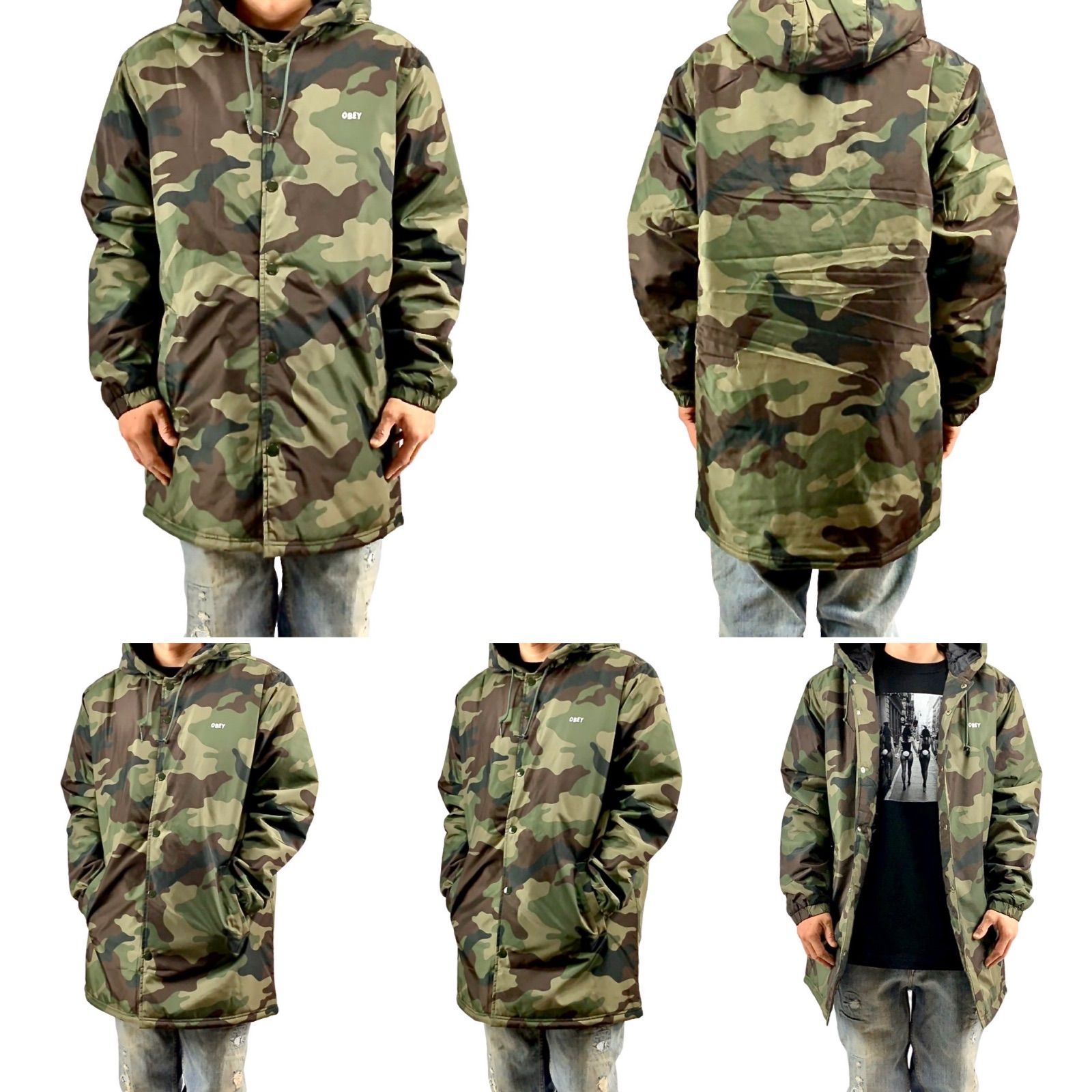 HUF ハフ ナイロンコーチジャケット カモフラージュ スナップ