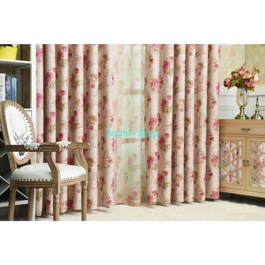 カーテン オーダーカーテン 刺繍 花柄 リビング カーテン＋レース 2枚