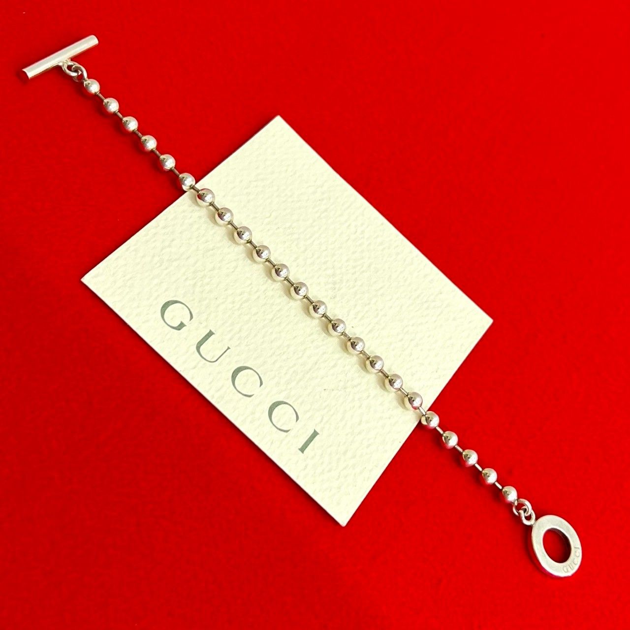 極美品✪GUCCI グッチ ブレスレット ボールチェーン 刻印19 シルバー 極 美品 希少品 GUCCI グッチ ロゴ モチーフ シルバー925 ボール