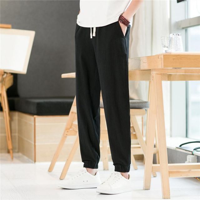 種類119：5XL/S：カーキダークグレー メンズ ファッション 服 男性用 オシャレ シンプル 大人 かっこいい 大きいサイズ ストリート 紳士服 パンツ 夏 薄手 カジュアル 綿 リネン 九分丈 ズボン