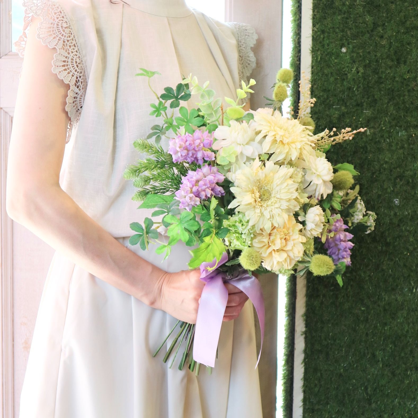 ガーベラのナチュラルブーケ ブートニア付き 結婚式 パーティー フォト