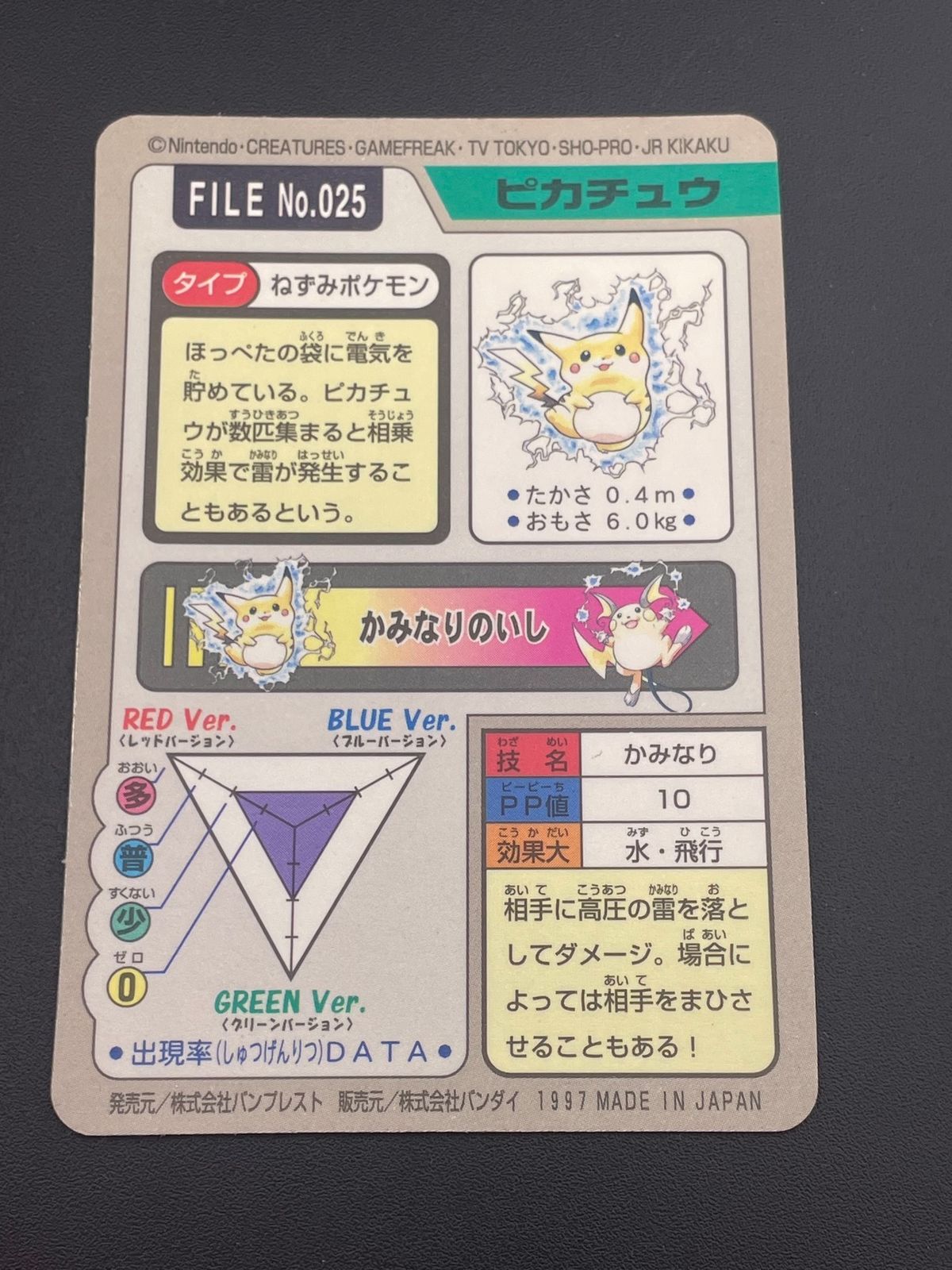 中古品】 ピカチュウ FILE No.025 バンダイ カードダス