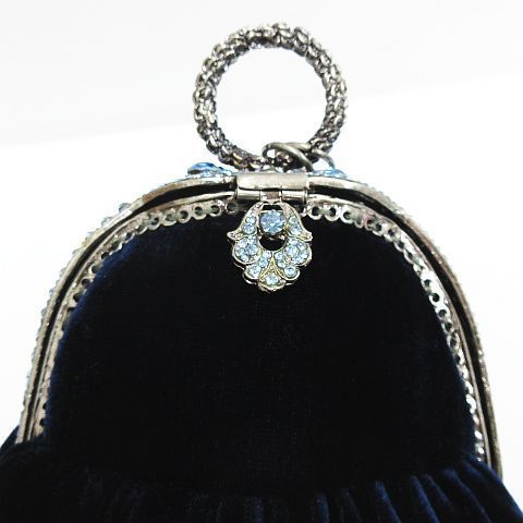 【ヴィヴィアンタム】 アクセサリーミニバッグ がま口 バーティー ビジュー 紺 ヴィヴィアンタム】 アクセサリーミニバッグ がま口 バーティー