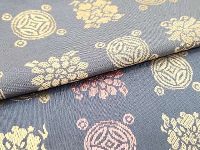 平和屋着物●九寸名古屋帯　唐織　紬地　草花菱丸文　文正絹　逸品　DAAW6852ob 平和屋着物○九寸名古屋帯 唐織 紬地 草花菱丸文 文正絹