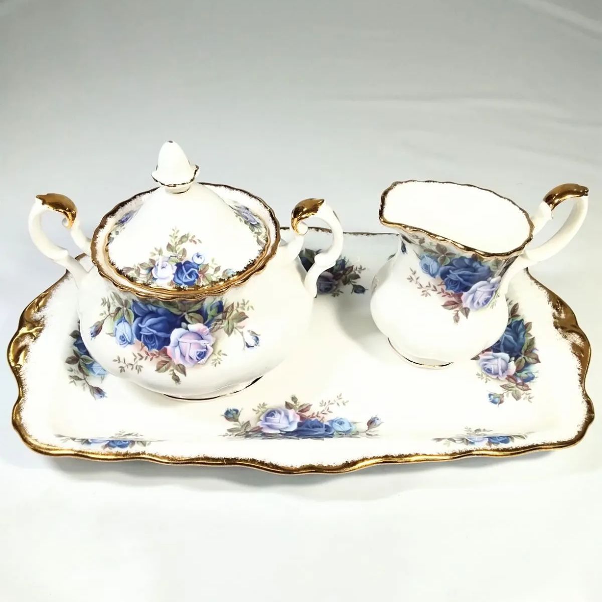 ロイヤルアルバート ムーンライトローズ シュガーポット クリーマー トレー 3点セット NO 00973