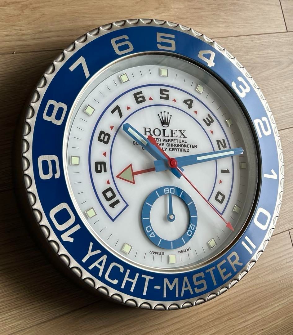 海外販促用ROLEX 掛け時計 ヨットマスターⅡ 希少シルバー/ブラック文字盤 海外販促用ROLEX 掛け時計 ヨットマスター? シルバー/ブルー