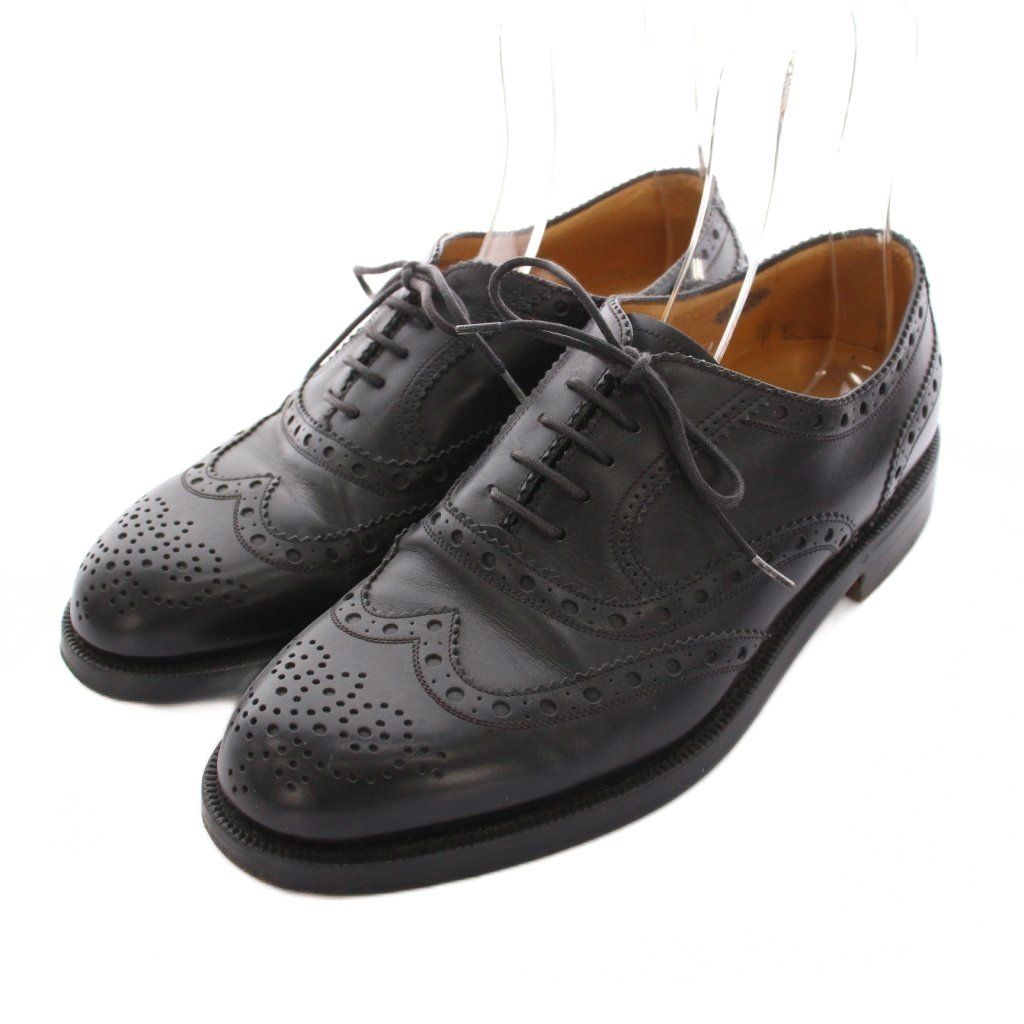バリー BALLY ビジネスシューズ ウイングチップ レザー 6.5E 黒 バリー BALLY ビジネスシューズ ウイングチップ レザー 6.5E 黒