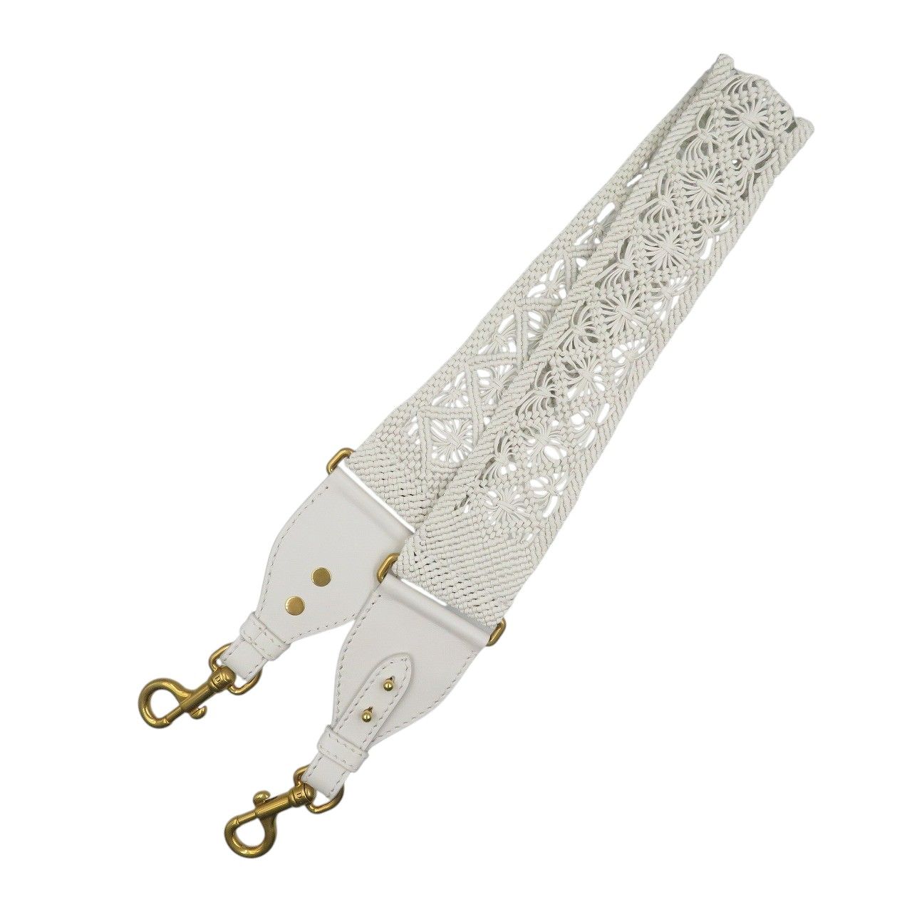 クリスチャンディオール レザー ゴールド金具 ホワイト ショルダーストラップ 0489 Christian Dior