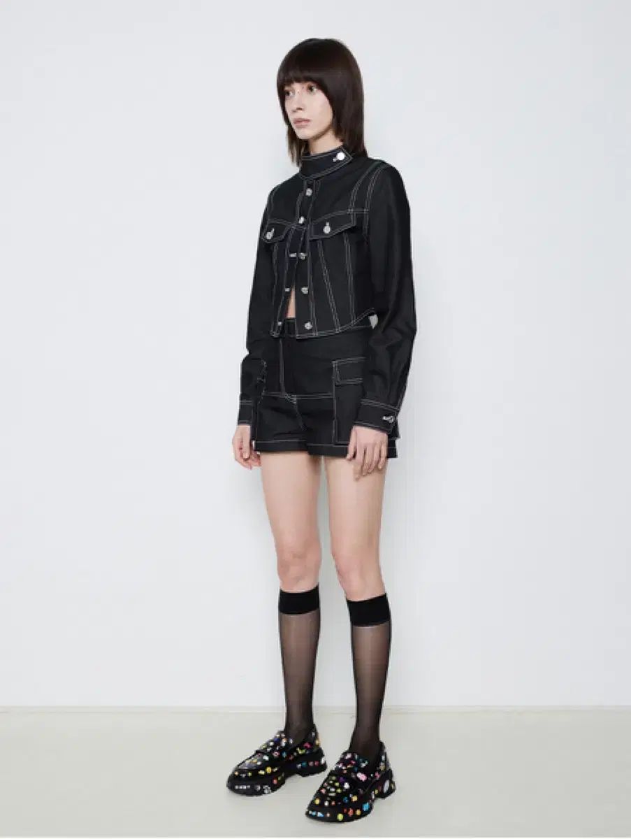 ヘバイヘキム コルセット クロップド ジャケット パンツ セット SET S