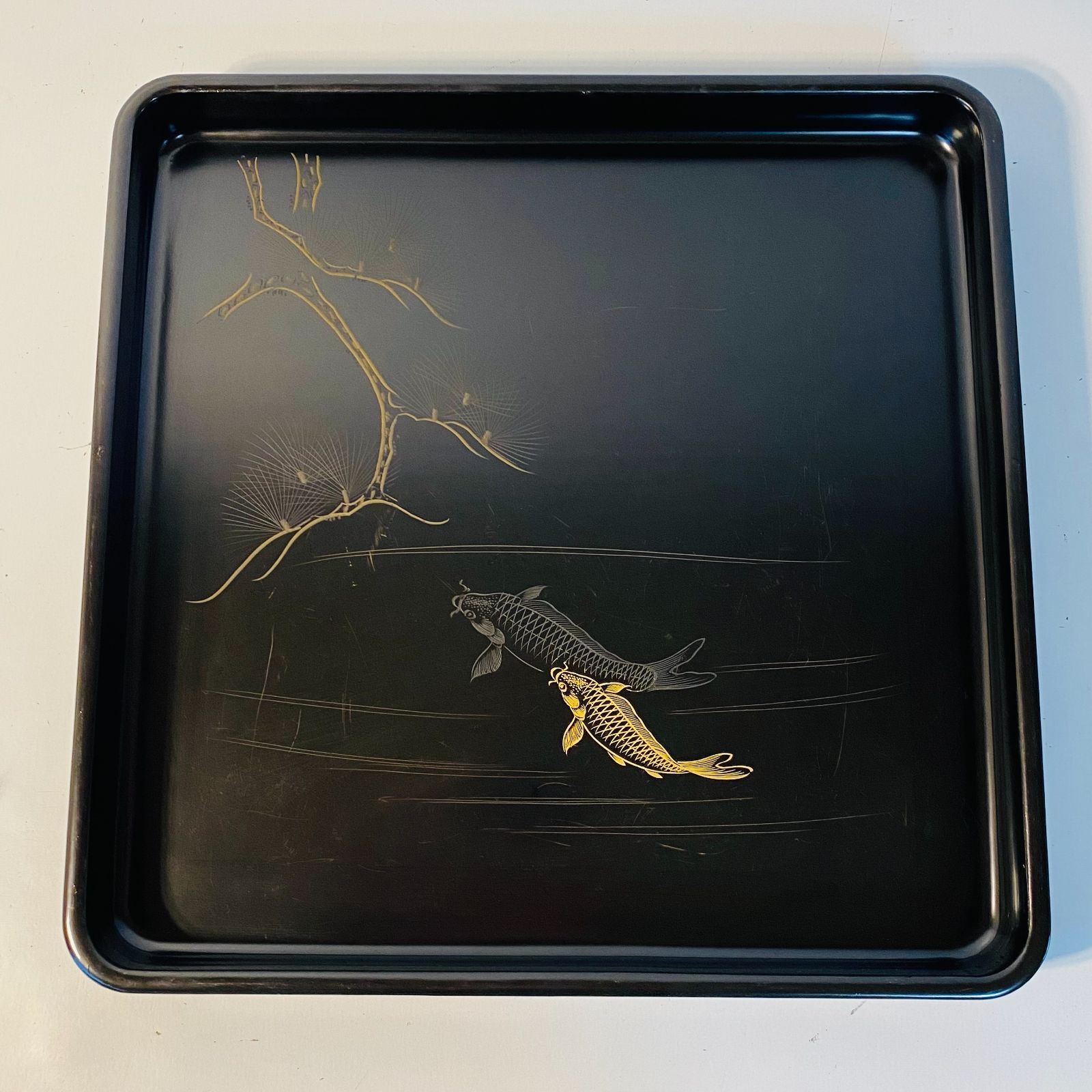 御膳 木製 漆器 松鯉絵 金蒔絵 10客セット 膳 お膳 会席膳 懐石膳 二度塗 WWW_IBETON_RU