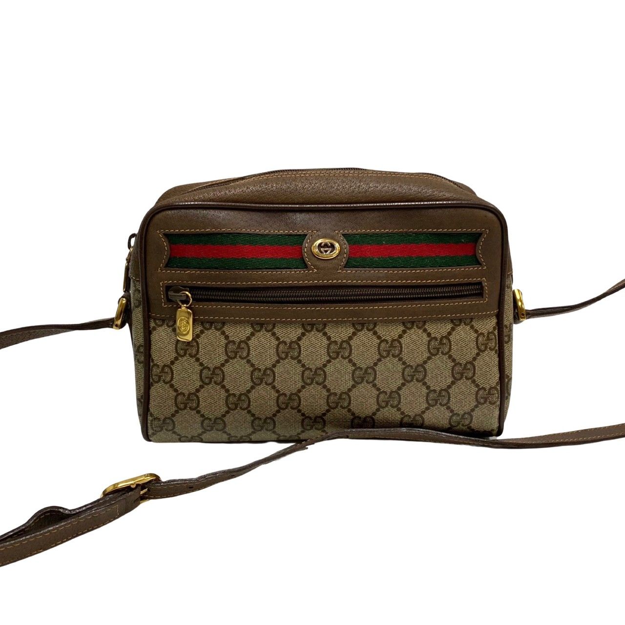 極 美品 GUCCI オールドグッチ グッチ ヴィンテージ シェリーライン GG ロゴ レザー ミニ ショルダーバッグ ポシェット ブラウン  97619 - メルカリ