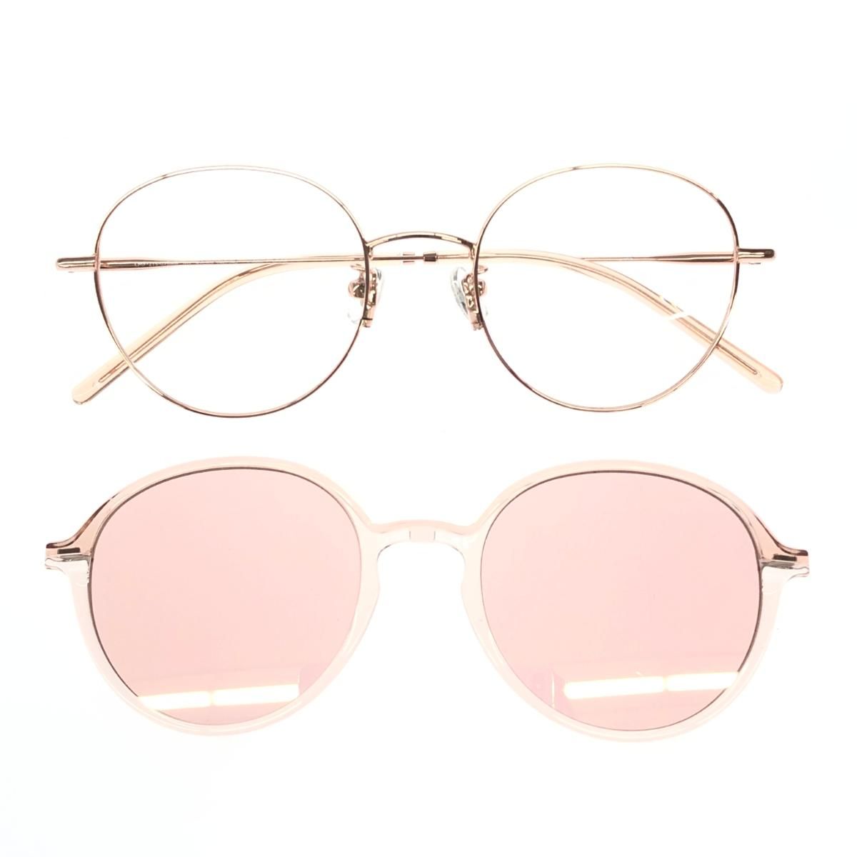 美品 JINS ジンズ クリップオン サングラス LMF-21S-075 ピンク