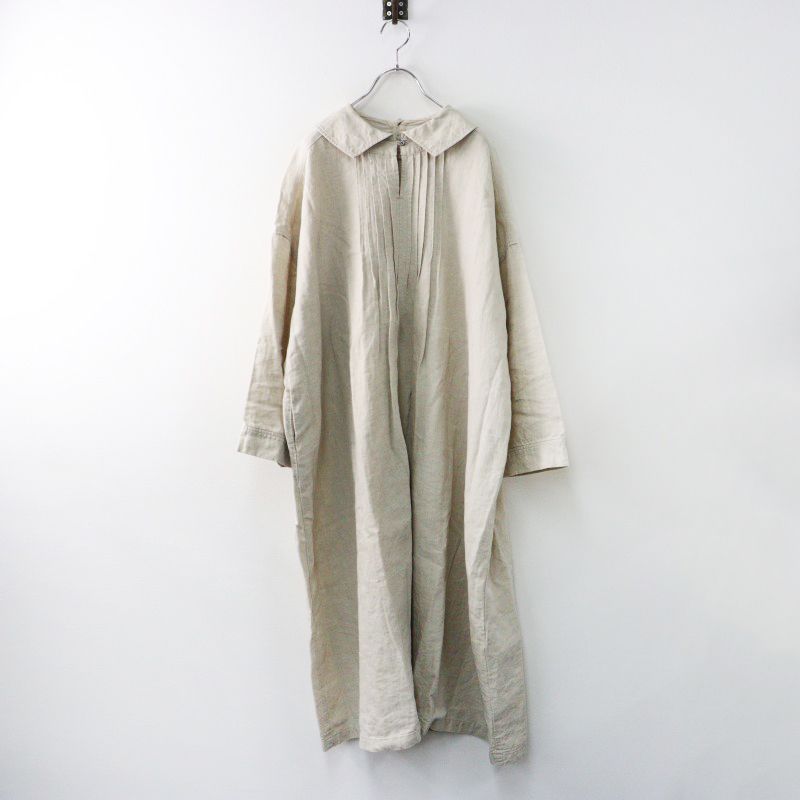 2021AW ネストローブ nest Robe リネン ピンタックワンピース F|ベージュ ドレス ロング フ ワイド 麻 2400014434705