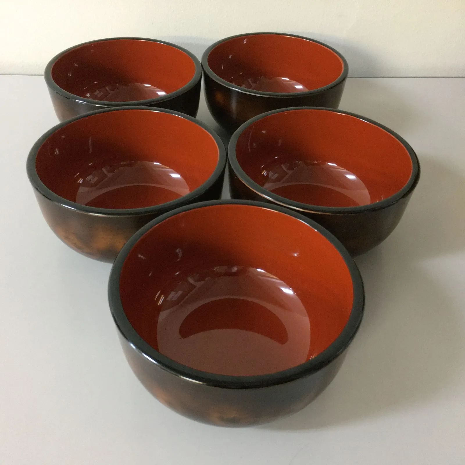 漆器　お椀　セット　骨董品　5客セット 吸物椀 黒 鈴春秋 5客組 お椀 5個セット – 山家漆器店