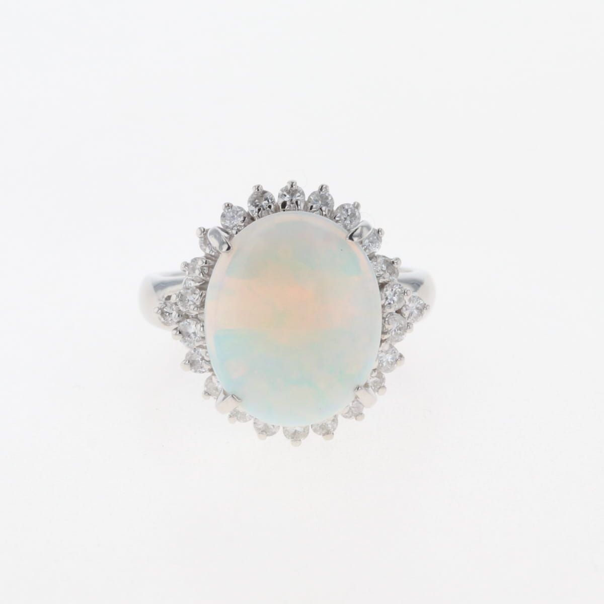 在庫一掃】 オパール デザインリング プラチナ 指輪 メレダイヤ リング  
