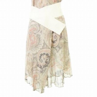 ETRO☆ペイズリー柄 フリル ミディスカート ETRO ペイズリー ミニスカート ベージュ (ETRO/ミニスカート