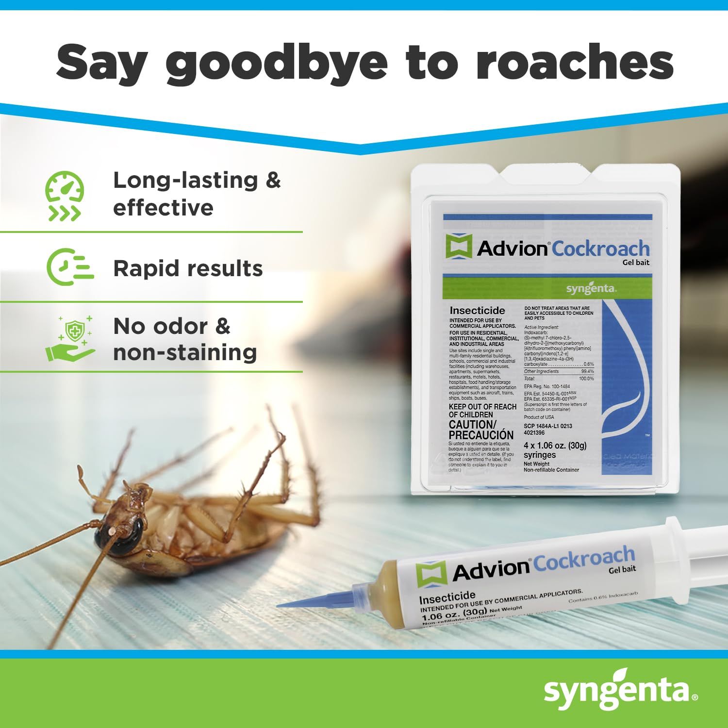 Syngenta 383920 Advion Cockroach Gel Bait 4 X 30 Gram Tubes Roach Control 4 30 Brown