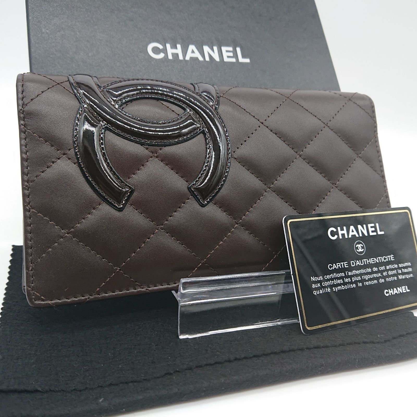 シャネル 長財布 カンボンライン ココマーク キルティング ギャランティカード付 希少品】CHANEL カンボンライン ココマーク 長財布 ブラウンx