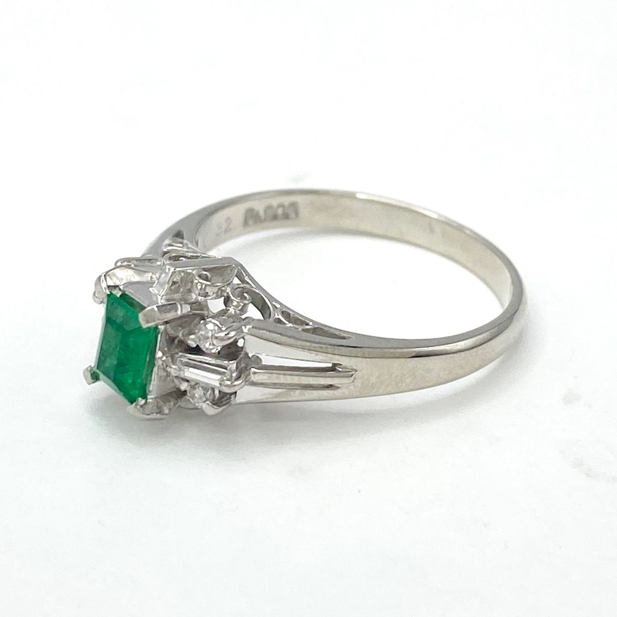 エメラルド デザインリング 12.5号 Pt900 【中古】