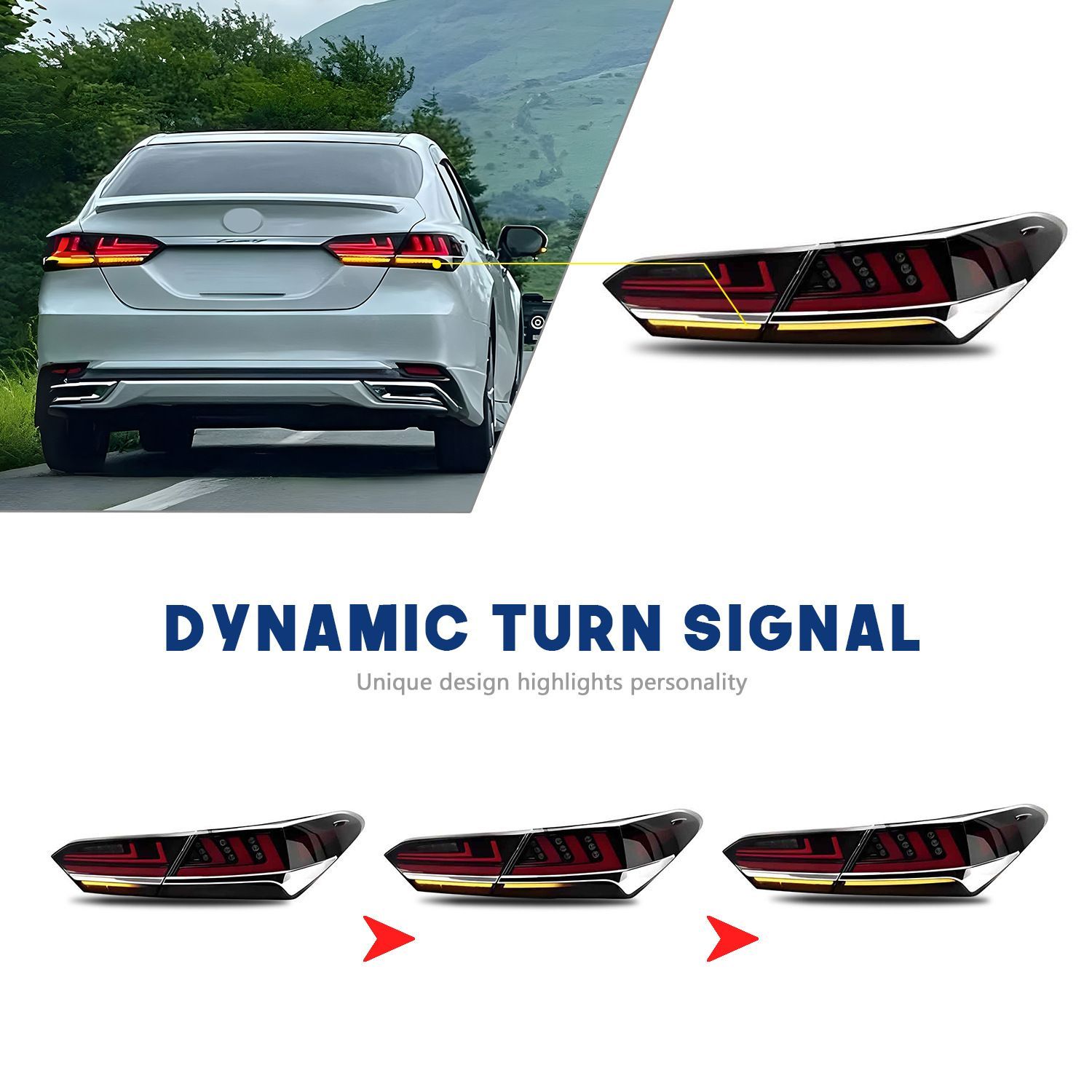 18-22年式トヨタCAMRY用LEDシーケンシャル流れるウインカー尾灯