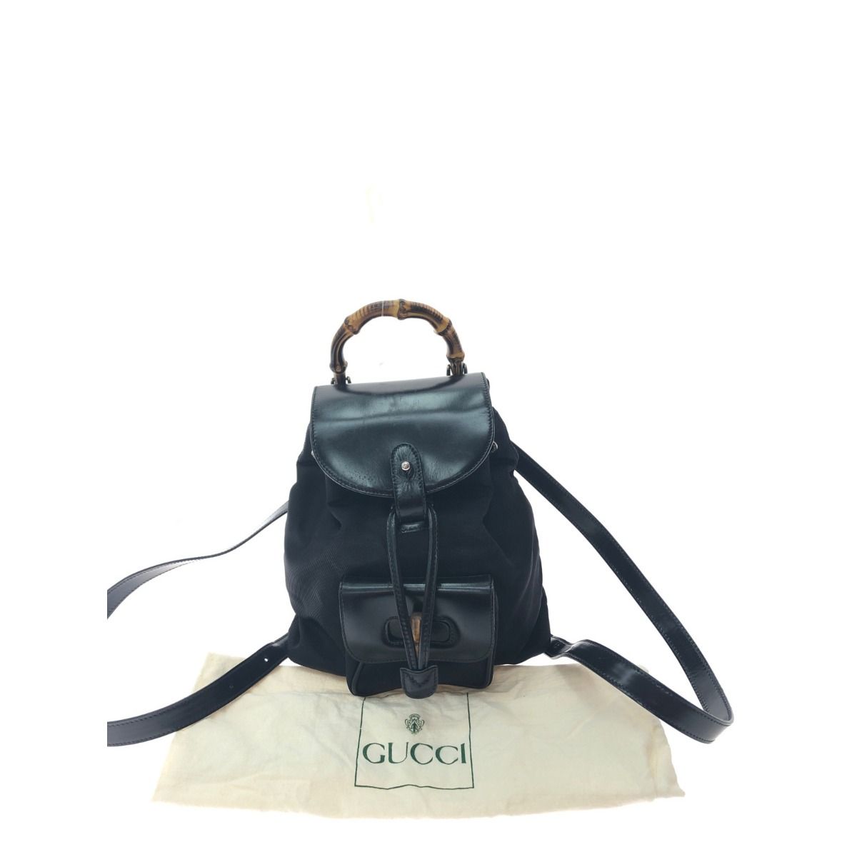 23-265】GUCCI グッチ バンブー ナイロンキャンバス レザー パイピング