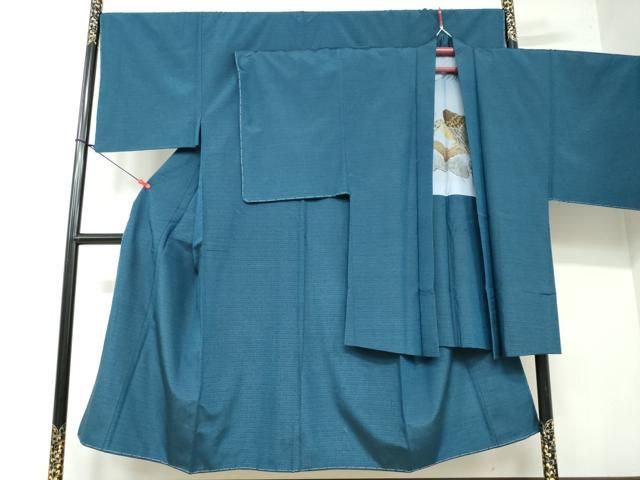 平和屋着物●男性 紬 アンサンブル 藍色 正絹 ♥ DAAW5538ud
