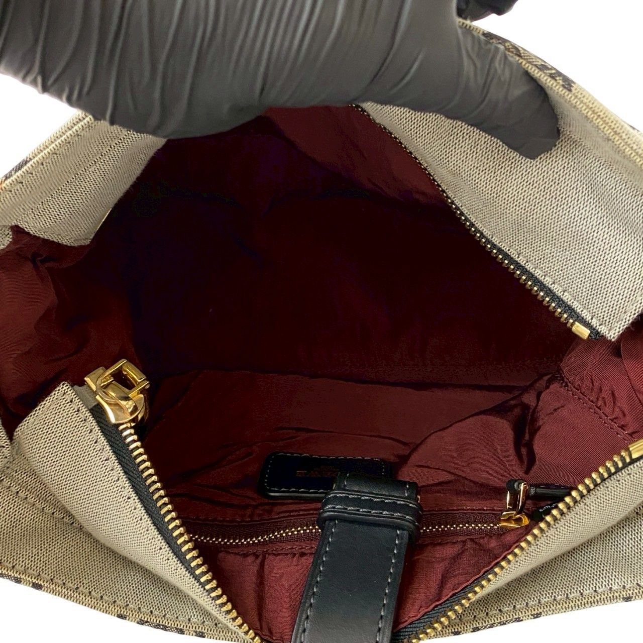 【美品】LOEWE ロエベ ハンドバッグ リピートアナグラム 総柄 キャンバス ロエベ リピートアナグラム キャンバス トートバッグ ベージュ