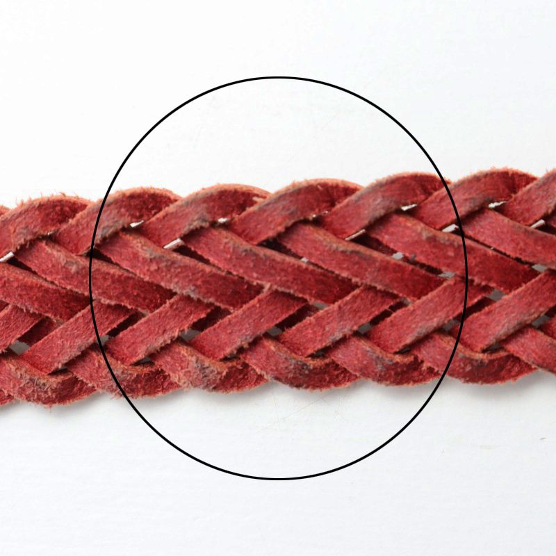 美品 リノ LENO PLAITED BELT カウレザー メッシュベルト M/レッド ナローベルト アクセサリー【2400014541861】
