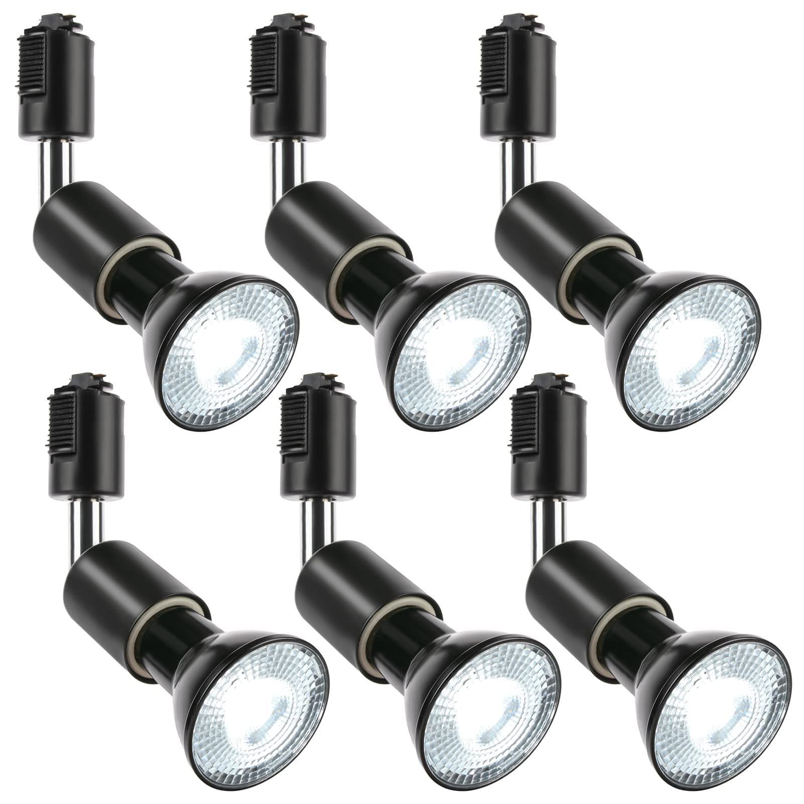 【新着商品】szbritelight ダクトレールライト e26 電球付き ダクトレール用照明器具 ライティングレール 照明 PAR20 レフ球型 ランプ付 LED電球＋器具セット (ブラック 昼光色 6個セット)