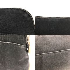 【中古】 HERMES エルメス ボリードポーチ ミニミニ ブラック 黒 パラジウム SV金具 アクセサリーポーチ  コットン  小物入れ 男女兼用 24002603 HO