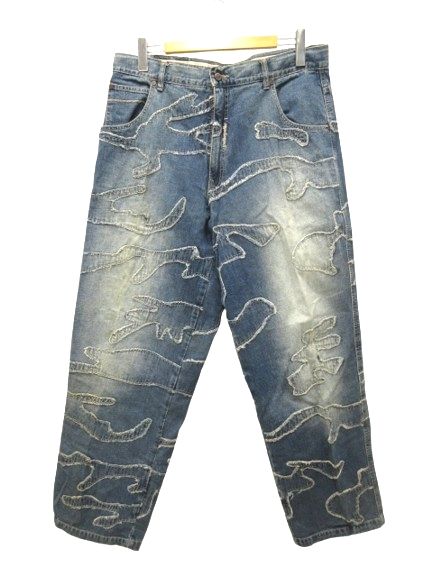 ペレペレ PELLEPELLE デニムパンツ ジーンズ 迷彩 パッチワーク  ブルー 36