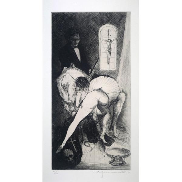 山本 六三『神父（「眼球譚」より）』エッチング（銅版画）限定