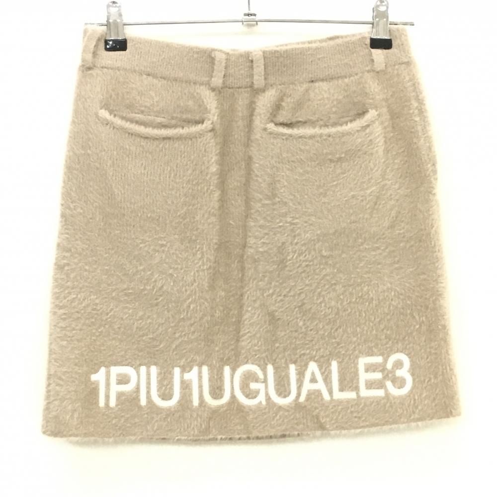 超 ウノピゥウノウグァーレトレ ニットスカート ベージュ×白 ロゴ刺しゅう レディース II M ゴルフウェア 1PIU1UGUALE3 WWW_NOITHATQUANGTHANH_NET
