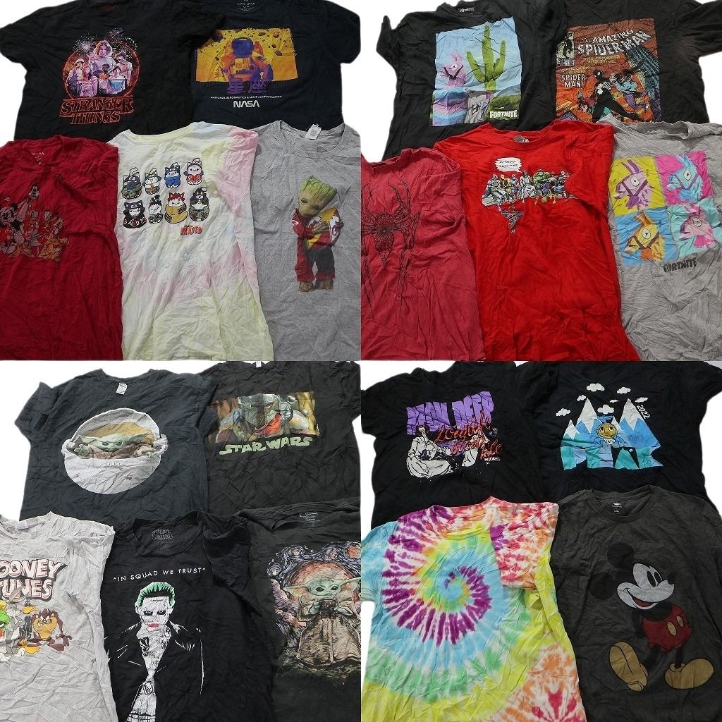 古着卸 まとめ売り カラーmix プリント 半袖Tシャツ 19枚セット (メンズ  ) キャラクター タイダイ 映画 アメコミ 企業 MS6397