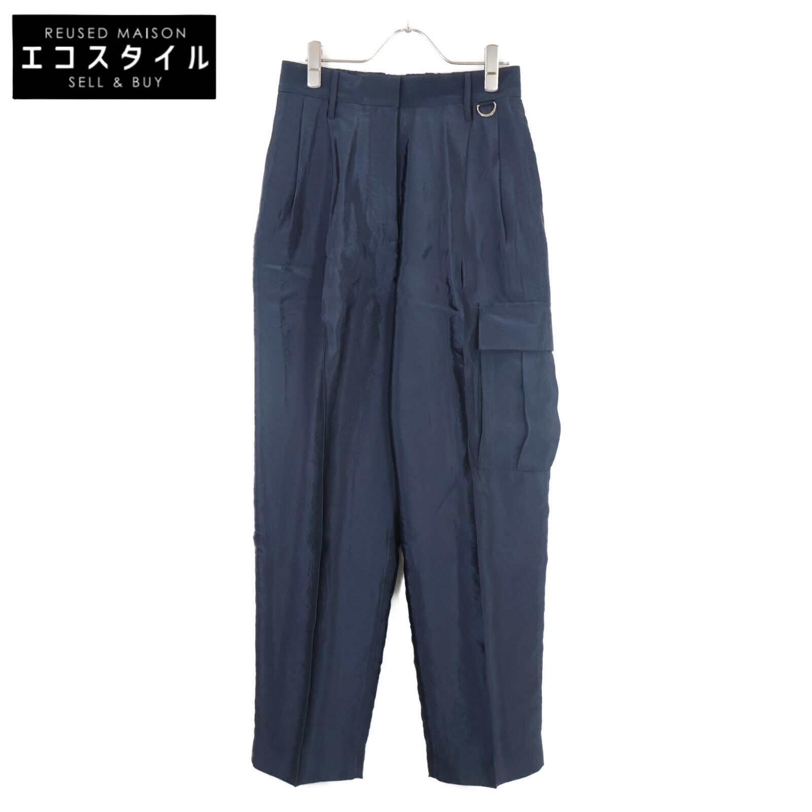 CONTE コンテ ネイビー サテン 2タックカーゴパンツ 38 - メルカリ