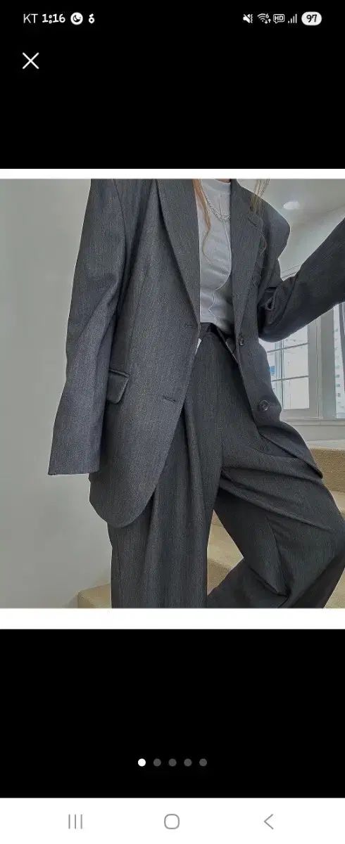 グレー オーバーサイズ ジャケット ＆ ワイド パンツ セットアップ