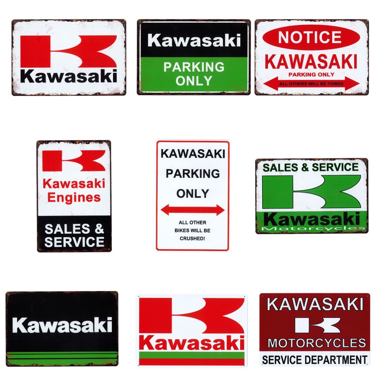 お得な9枚セット!! バイク オートバイ カワサキ 看板 KAWASAKI お得な9枚セット!! バイク オートバイ カワサキ 看板 KAWASAKI