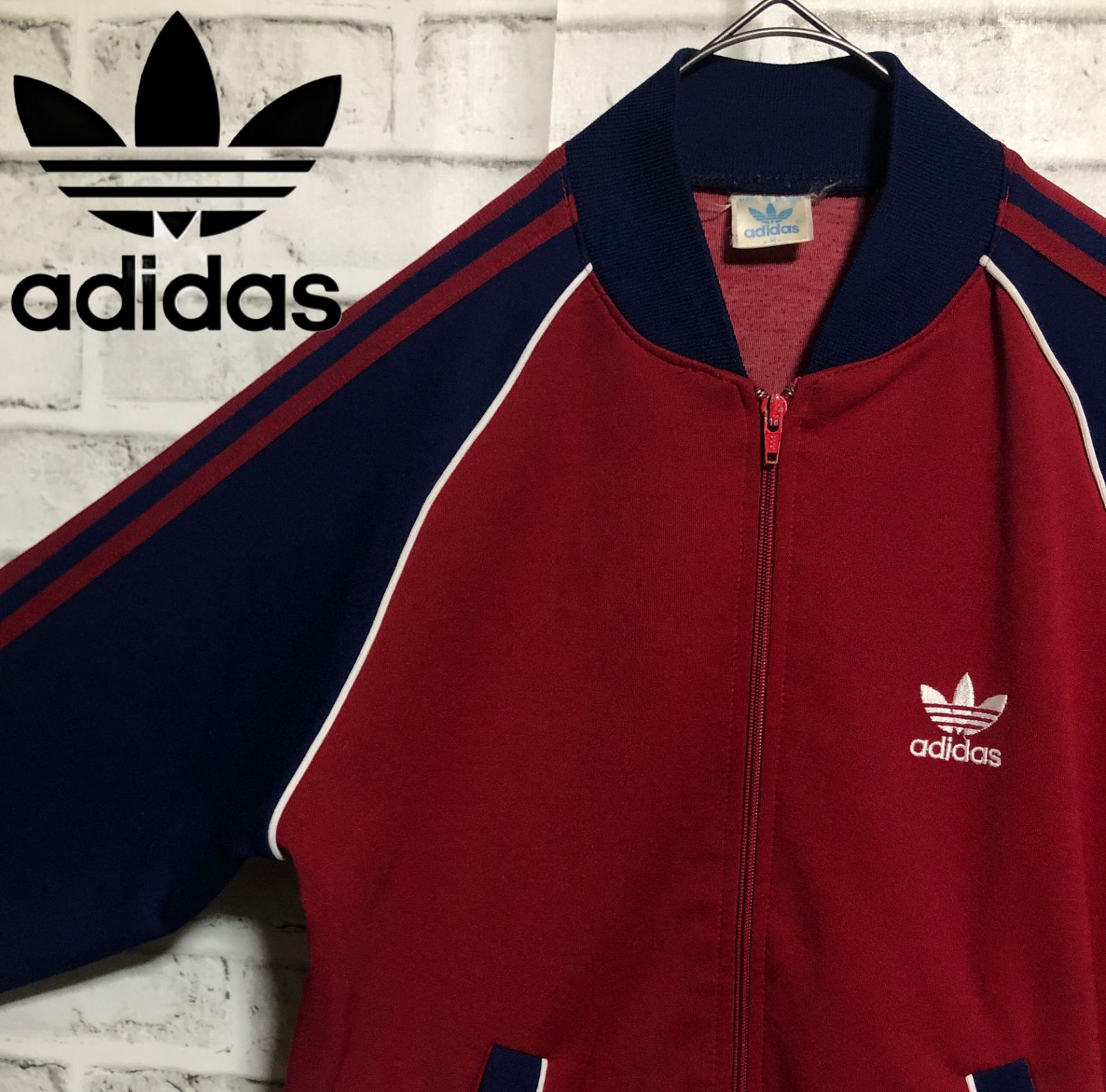 80s adidas トラックジャケット ヴィンテージ バックロゴ ラグラン 80s adidas 🇫🇷トラックジャケット 刺繍ロゴ ネイビー vintage