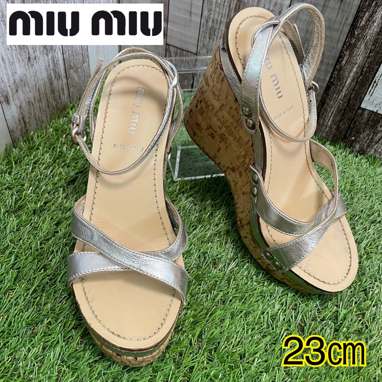 最終値下げ【送料無料】miumiu☆ウェッジソールサンダル☆23.0