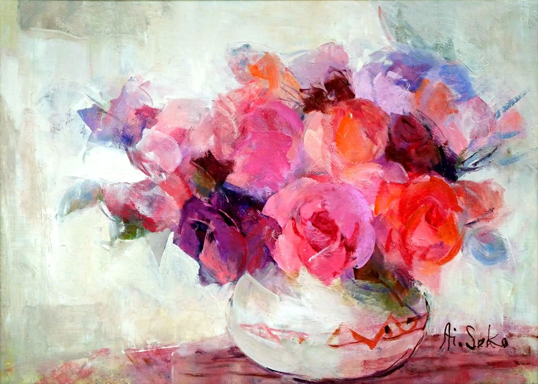 半沢国夫/薔薇/油絵直筆画F4号 半沢国夫/薔薇/油絵直筆画F4号 - メルカリ
