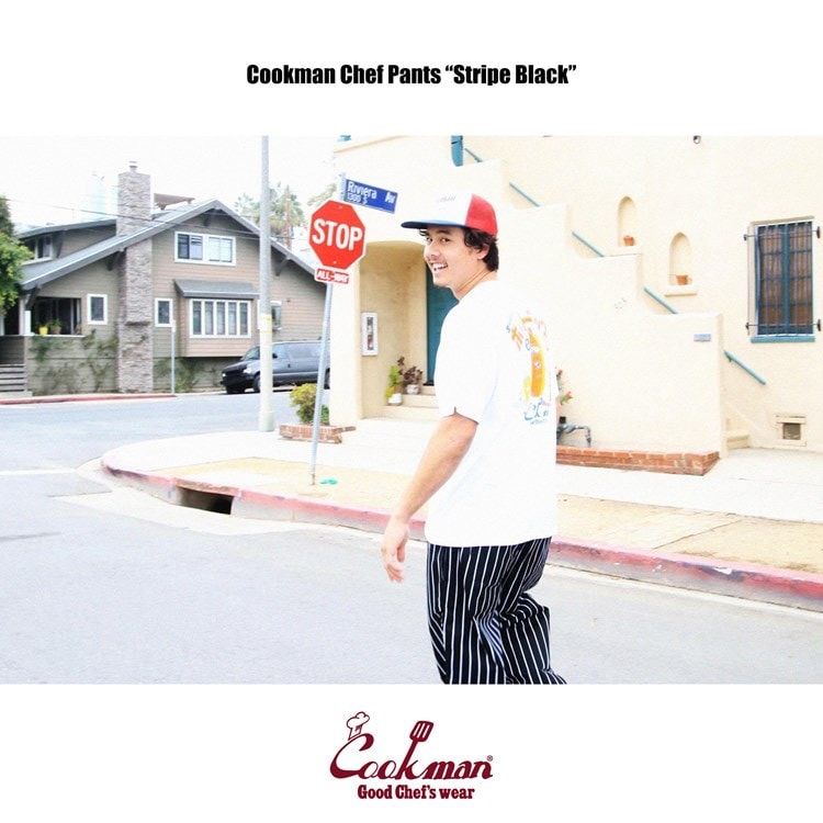 Cookman シェフパンツ Chef Pants Stripe Black Lサイズ