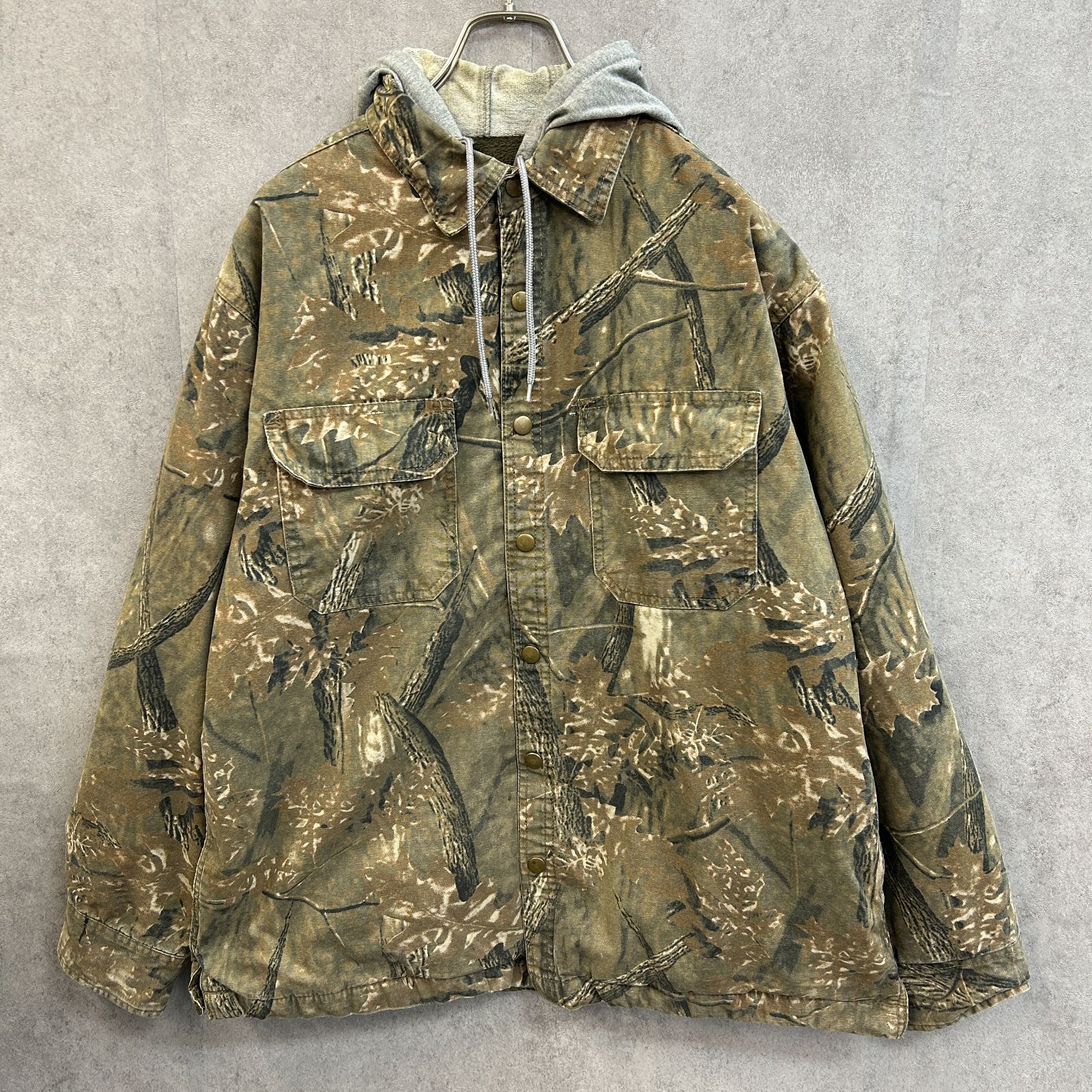 FADED GLORY　トレンド　リアルツリー　ストリート　　ドッキングパーカー　ストリート　雰囲気系　トップス　長袖　パーカー　古着　カーキ　グリーン　M