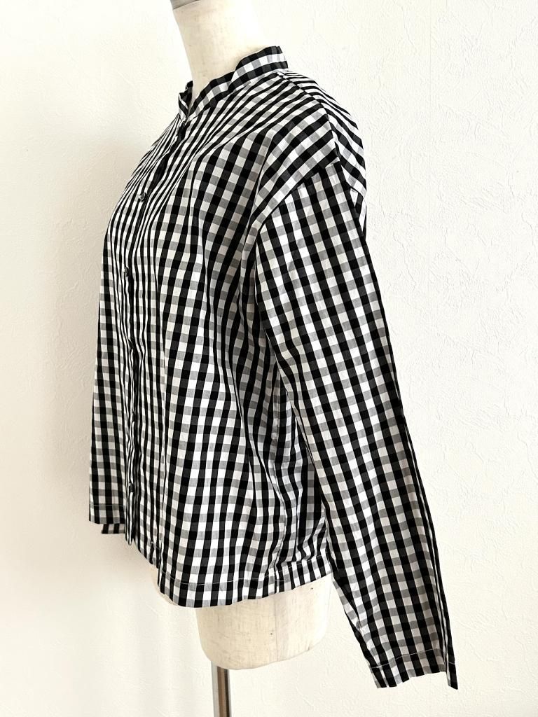 mizuiroind ミズイロインド ギンガムチェックシャツ F ブラック×ホワイト ウォッシャブル み 6458985