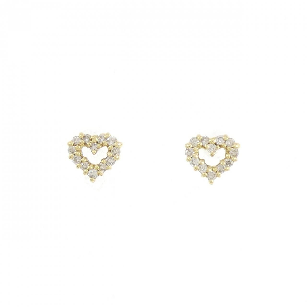 K18YG ハート ダイヤモンド ピアス 0.16CT