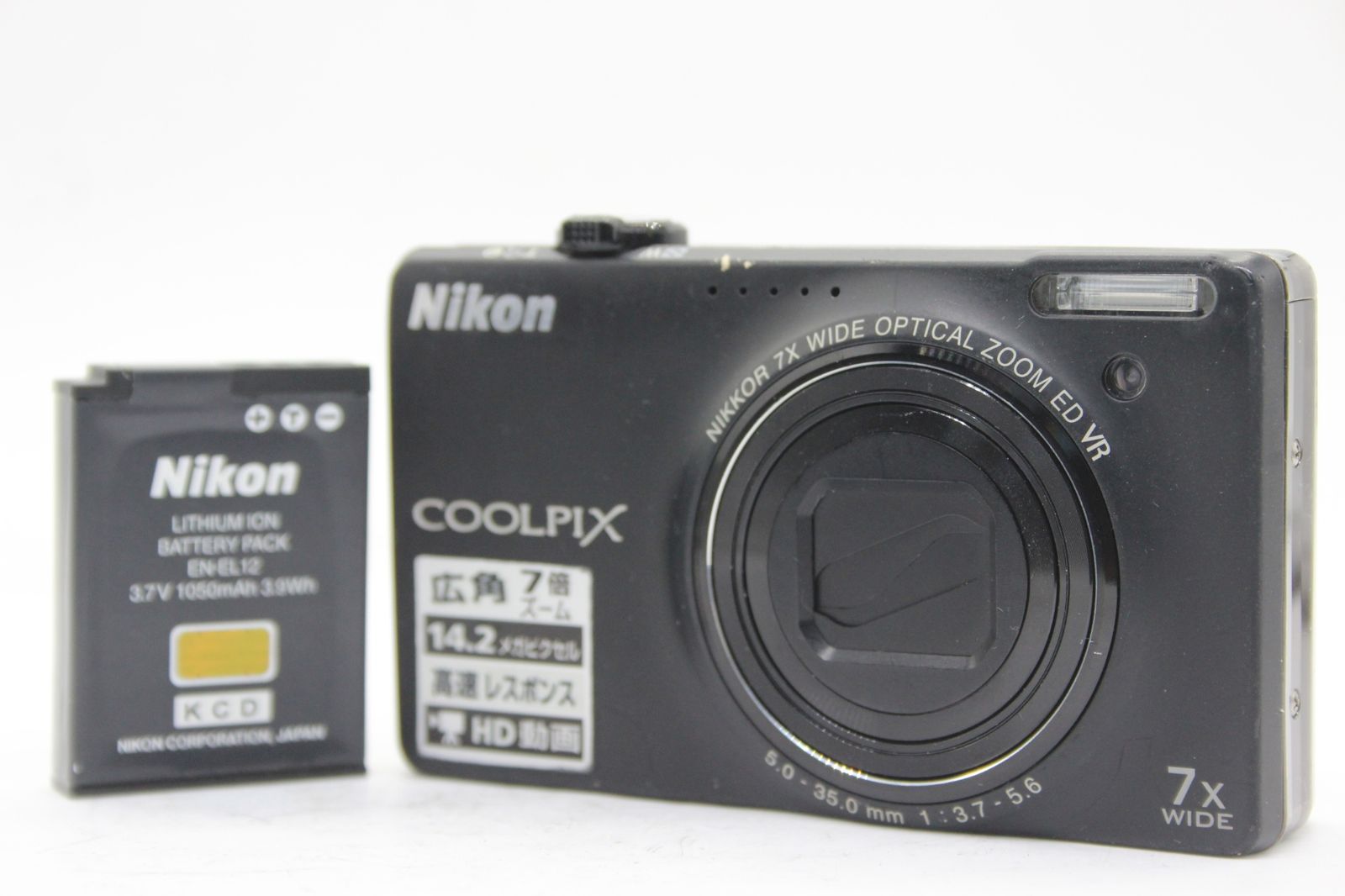 返品保証】 ニコン Nikon Coolpix S6000 ブラック 7x バッテリー付き ...