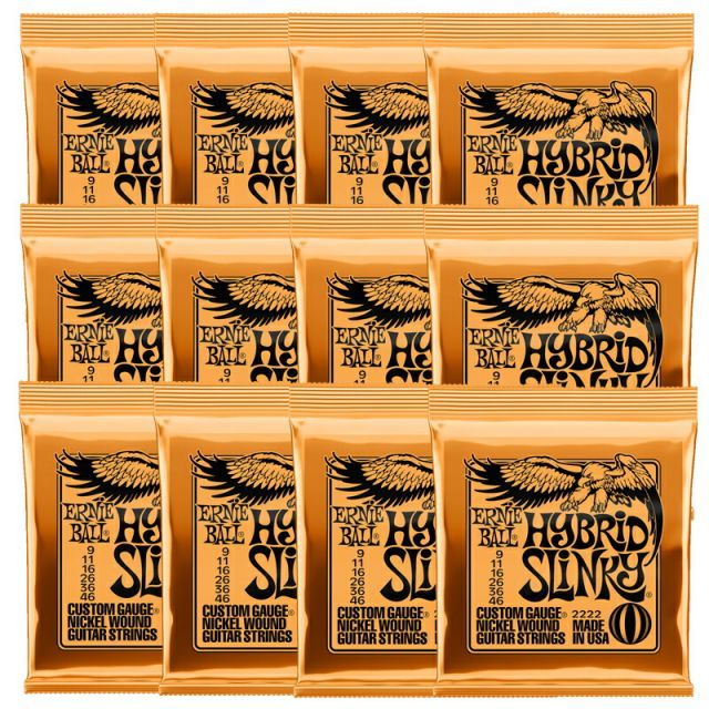 ERNIE BALL アーニーボール 2222 HYBRID SLINKY ハイブリッドスリンキー エレキギター 弦 009 - 046 国内正規品 12セット