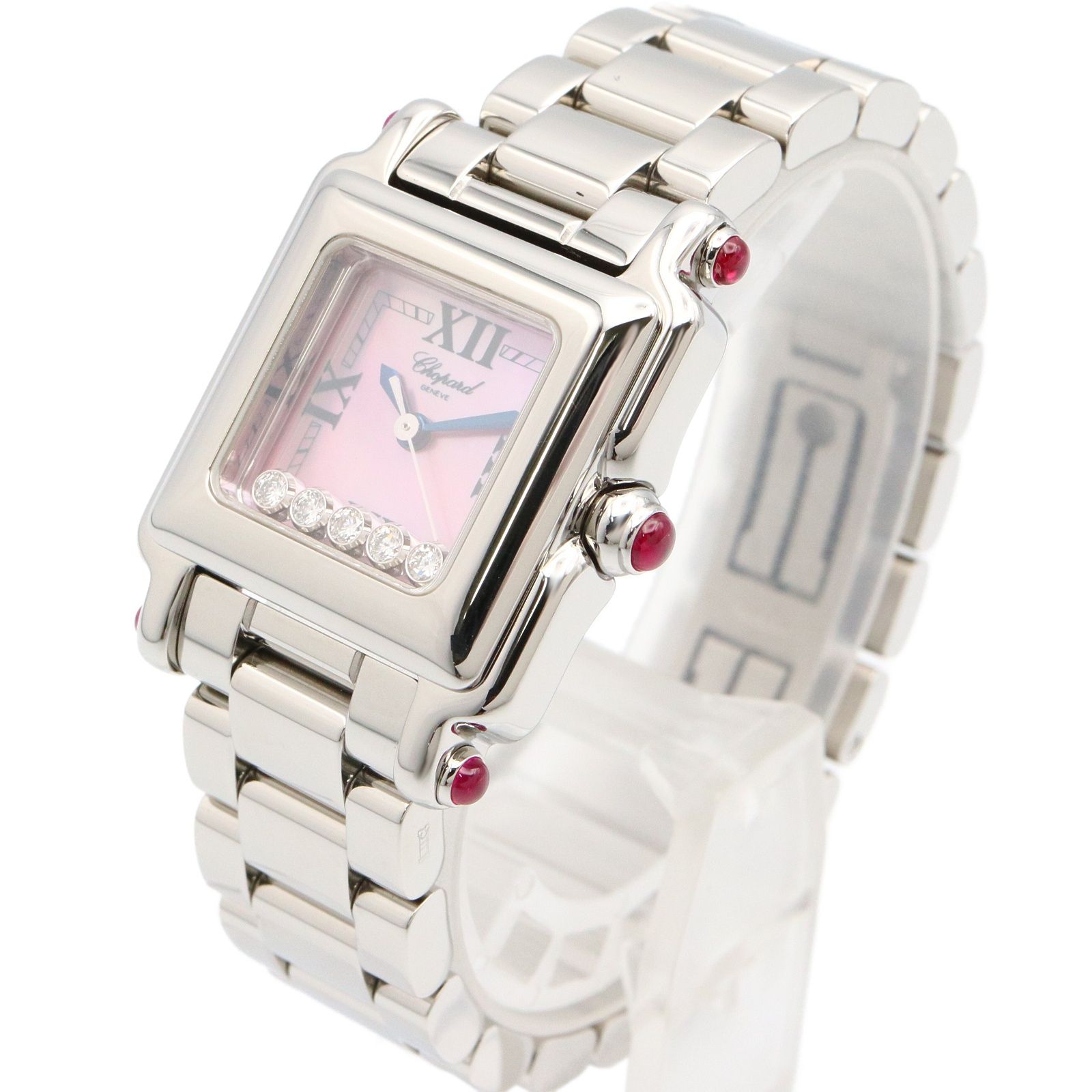 ショパール Chopard 腕時計 ハッピースポーツ スクエア ミニ 27 8893-21 ピンクシェル ステンレススチール ハッピースポーツ スクエア ミニ レディース Used A